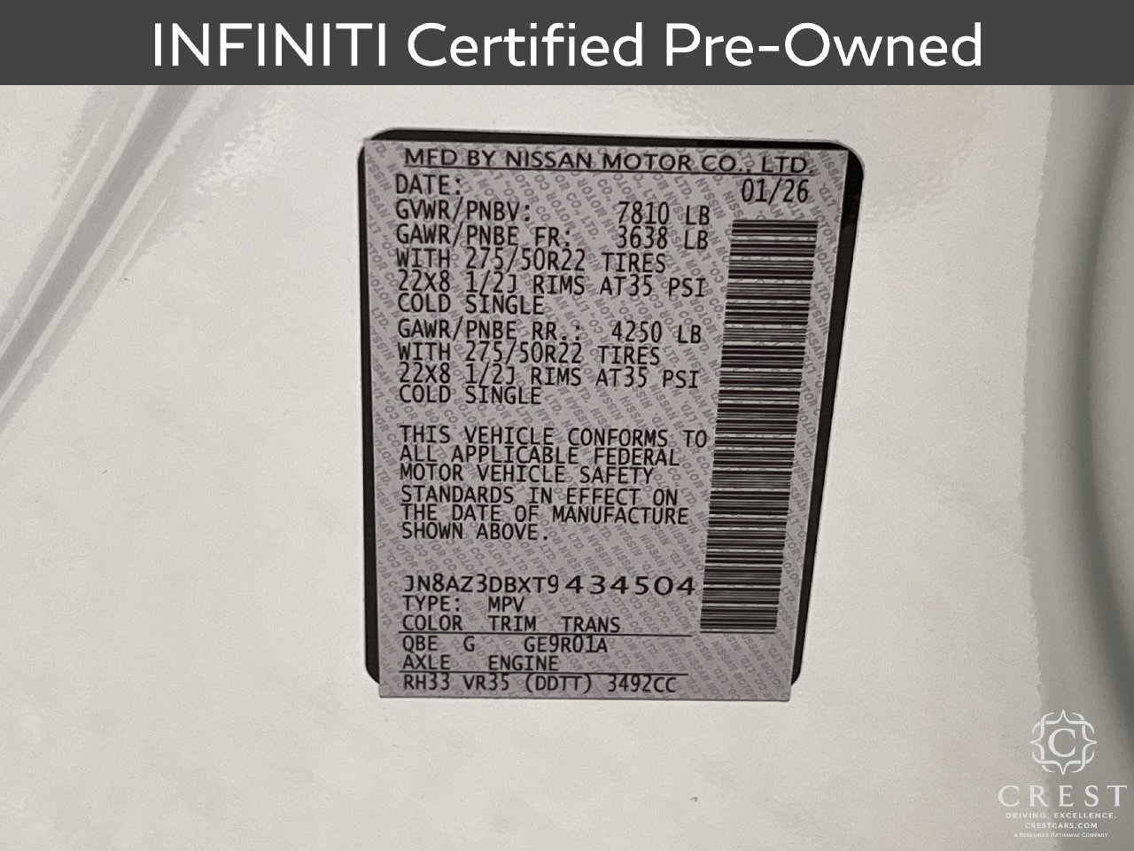 Certified 2026 INFINITI QX80 4WD w/ Sport Exterior Package image 34