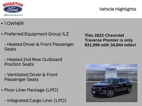 Used 2023 Chevrolet Traverse Premier w/ LPO, Floor Liner Package image 5