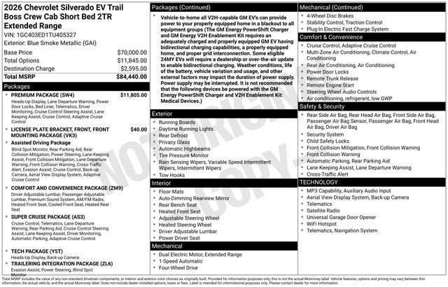 Used 2026 Chevrolet Silverado EV Trail Boss w/ Premium Package AWD/4WD image 20