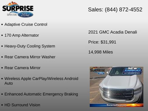Used 2021 GMC Acadia Denali w/ Denali Technology Package FWD image 21