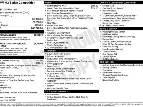 Used 2022 BMW M3 Competition w/ Executive Package AWD/4WD image 3