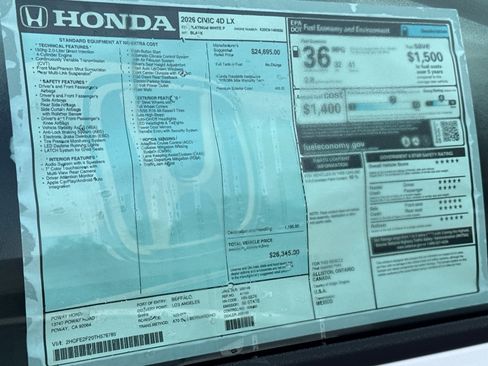 New 2026 Honda Civic LX image 27