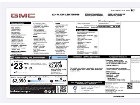 Used 2024 GMC Acadia Elevation w/ Luxury Package FWD image 43