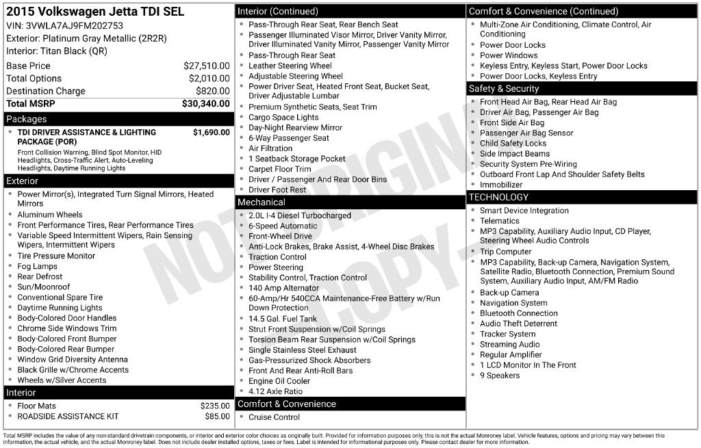Used 2015 Volkswagen Jetta TDI SEL FWD image 8