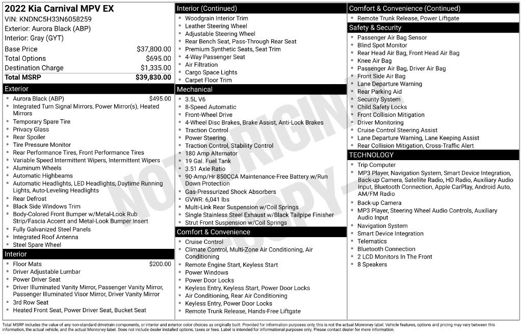 Used 2022 Kia Carnival EX FWD image 37