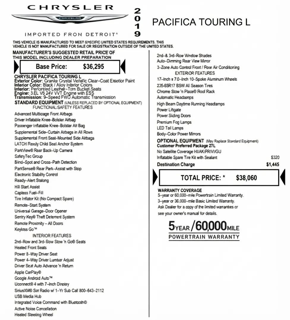 Used 2019 Chrysler Pacifica Touring-L FWD image 2