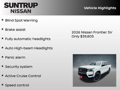 New 2026 Nissan Frontier SV w/ SV Convenience Package image 30