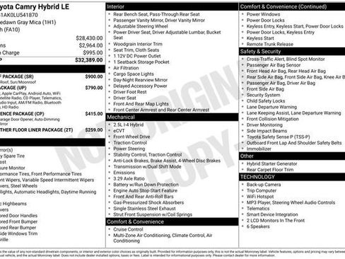 Used 2020 Toyota Camry LE w/ Sunroof Package FWD image 2