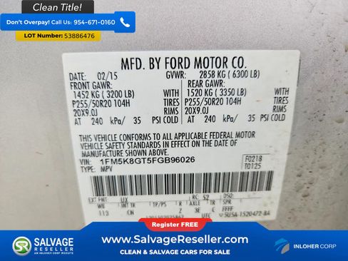 Used 2015 Ford Explorer Sport w/ Equipment Group 401A AWD/4WD image 17