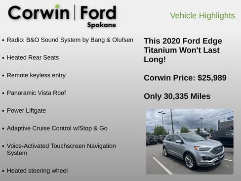 Used 2020 Ford Edge Titanium w/ Equipment Group 301A AWD/4WD image 6