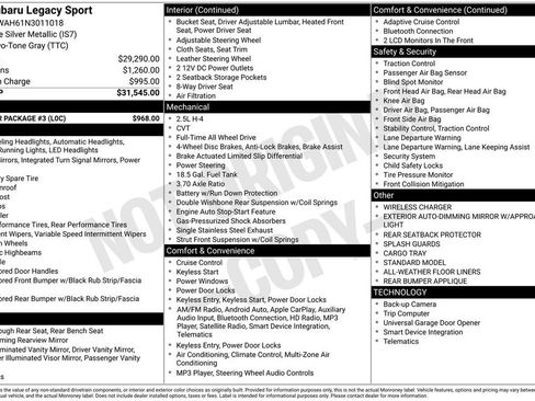 Used 2022 Subaru Legacy 2.5i Sport w/ Popular Package #3 image 3