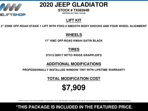 Used 2020 Jeep Gladiator Sport w/ Quick Order Package 24S image 2
