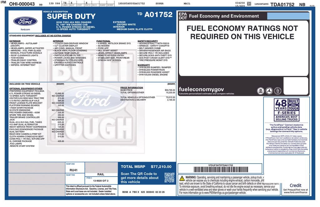 New 2026 Ford F550 4x4 Regular Cab Super Duty w/ XL Chrome Package image 10