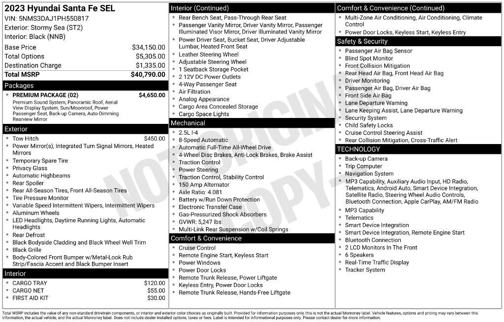 Used 2023 Hyundai Santa Fe SEL w/ Premium Package AWD/4WD image 5