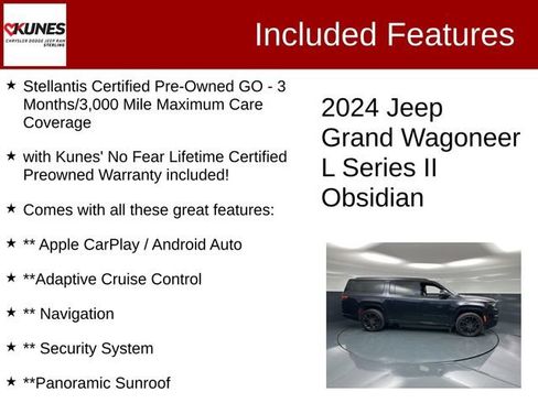 Certified 2024 Jeep Grand Wagoneer L Series II w/ Quick Order Packagew 28T AWD/4WD image 2