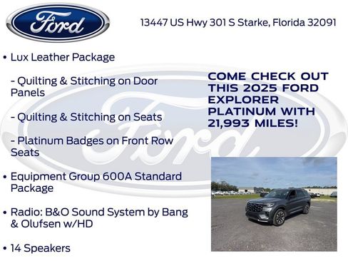 Certified 2025 Ford Explorer Platinum w/ LUX Leather Package AWD/4WD image 22