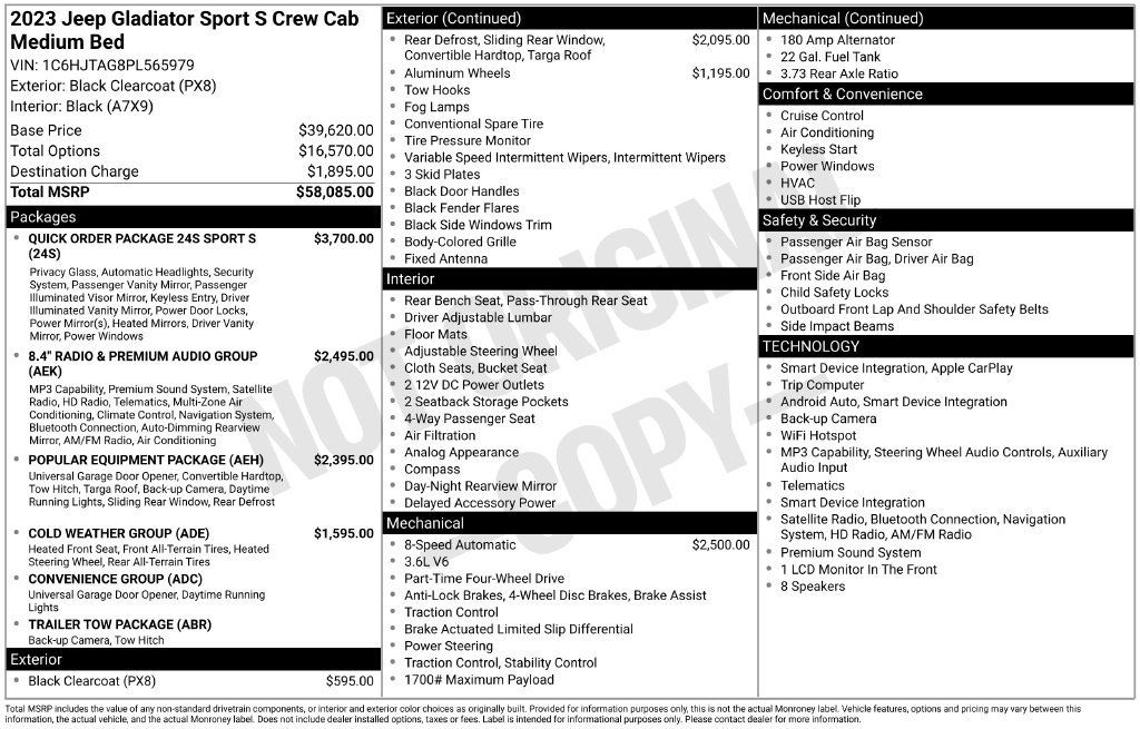 Used 2023 Jeep Gladiator Sport AWD/4WD image 39