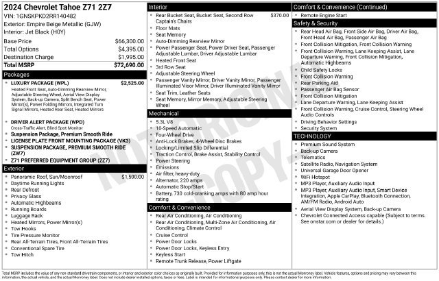 Used 2024 Chevrolet Tahoe Z71 w/ Luxury Package AWD/4WD image 43