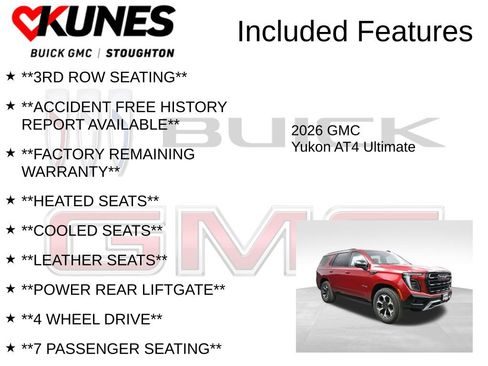 New 2026 GMC Yukon AT4 Ultimate w/ LPO, Floor Liner Package AWD/4WD image 3