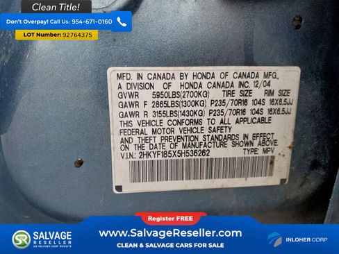 Used 2005 Honda Pilot EX-L image 17