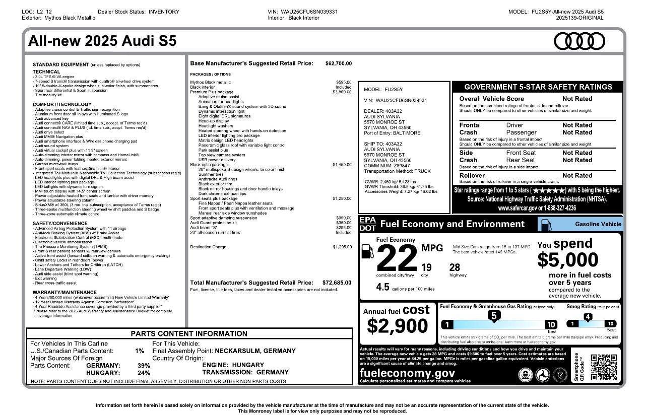 Used 2025 Audi S5 Premium Plus AWD/4WD image 3