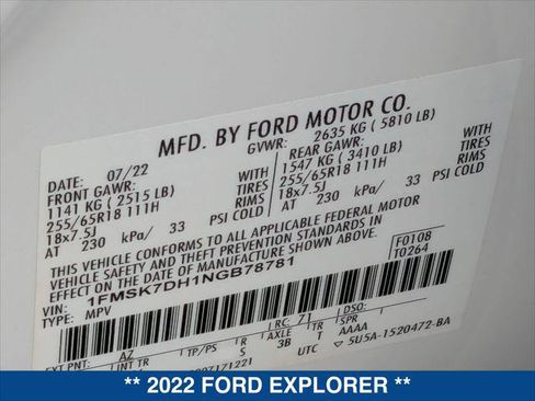 Used 2022 Ford Explorer XLT RWD image 23