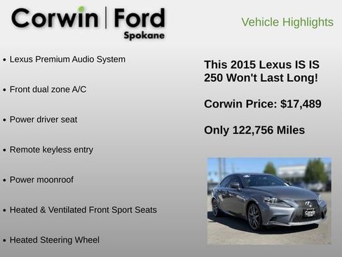 Used 2015 Lexus IS 250 AWD w/ F-Sport Package image 18
