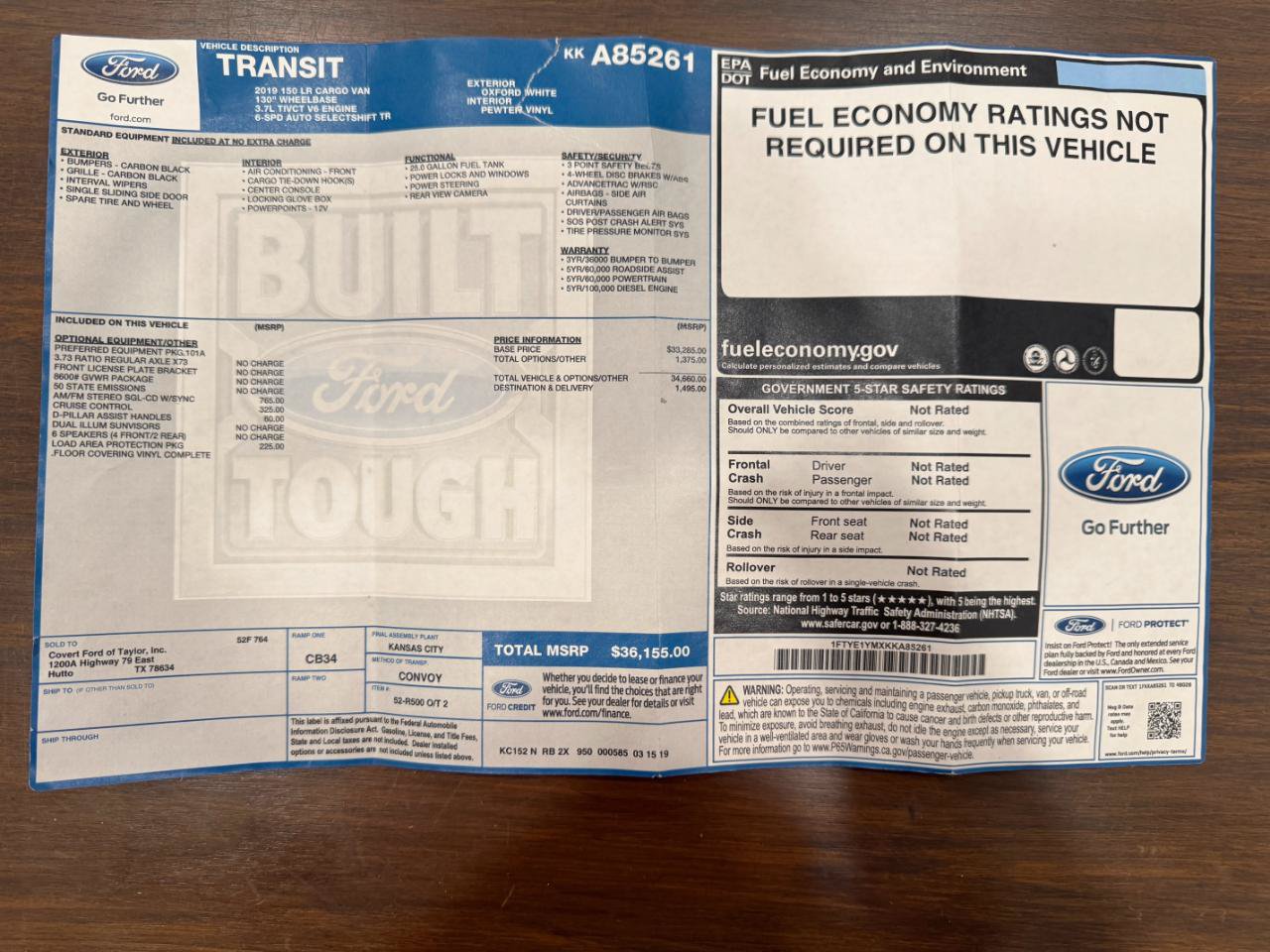 Used 2019 Ford Transit 150 130 Low Roof RWD image 50