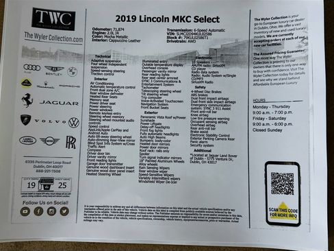 Used 2019 Lincoln MKC Select w/ Select Plus Package AWD/4WD image 47