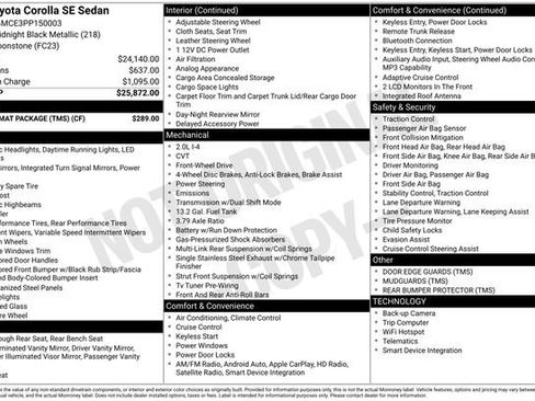 Used 2023 Toyota Corolla SE w/ Carpet Mat Package (TMS) FWD image 3