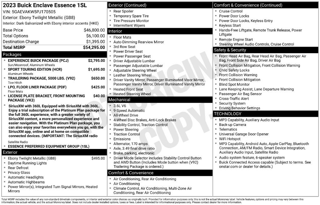 Used 2023 Buick Enclave Essence w/ Experience Buick Package AWD/4WD image 1