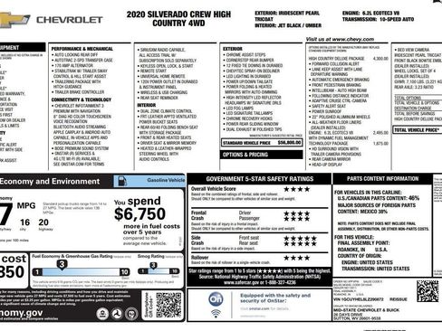 Used 2020 Chevrolet Silverado 1500 High Country w/ Technology Package image 3