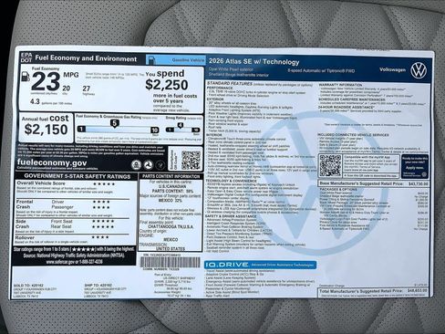 New 2026 Volkswagen Atlas SE FWD image 22