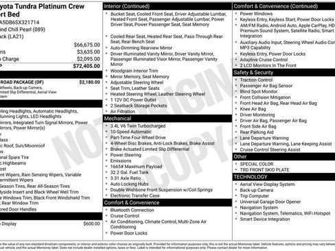 Used 2025 Toyota Tundra Platinum w/ TRD Off-Road Package AWD/4WD image 7