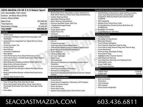 Used 2026 MAZDA CX-30 AWD 2.5 S w/ Select Sport Pkg image 6