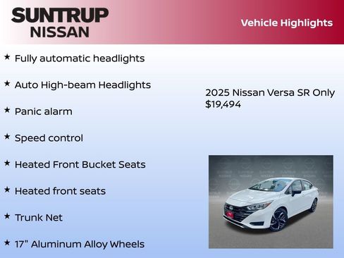 New 2025 Nissan Versa SR w/ Trunk Package image 30
