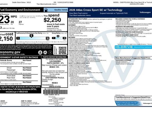 Used 2026 Volkswagen Atlas Cross Sport SE FWD image 2