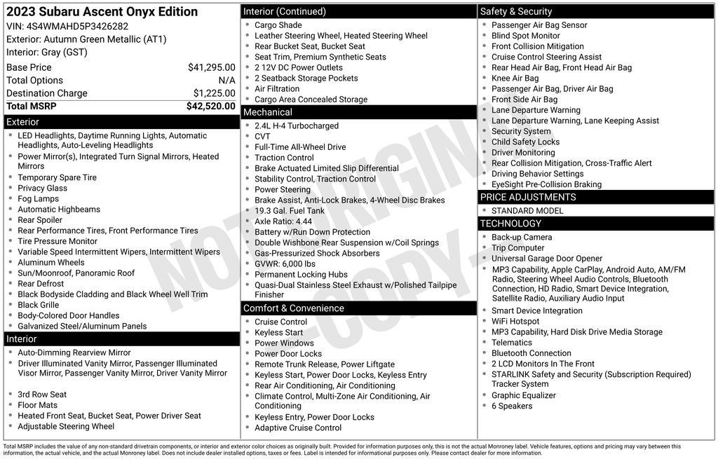 Certified 2023 Subaru Ascent Onyx Edition AWD/4WD image 34