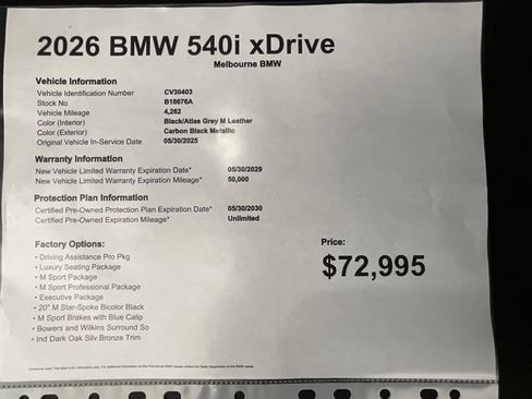 Certified 2026 BMW 540i xDrive w/ Executive Package AWD/4WD image 34