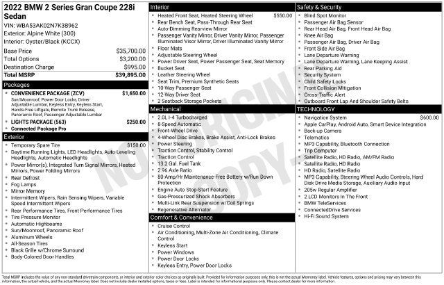 Used 2022 BMW 228i Gran Coupe w/ Convenience Package FWD image 46
