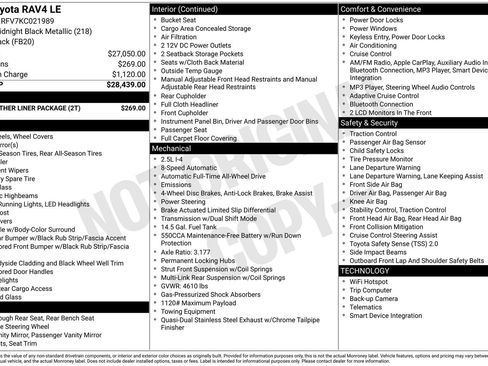 Used 2019 Toyota RAV4 LE w/ All Weather Liner Package image 42