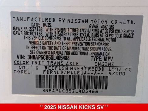 Certified 2025 Nissan Kicks SV AWD/4WD image 39