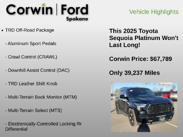 Used 2025 Toyota Sequoia Platinum w/ TRD Off-Road Package AWD/4WD image 6