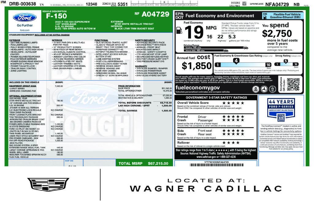 Used 2022 Ford F150 Lariat w/ Equipment Group 502A High AWD/4WD image 1
