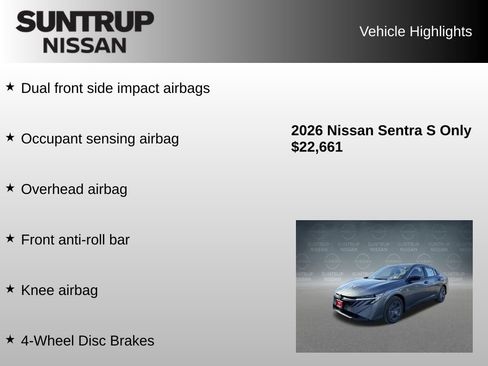 Used 2026 Nissan Sentra S w/ Floor Mat Package FWD image 16