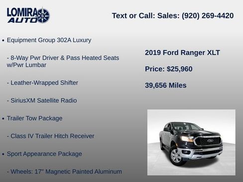 Used 2019 Ford Ranger XLT w/ Equipment Group 302A Luxury AWD/4WD image 14