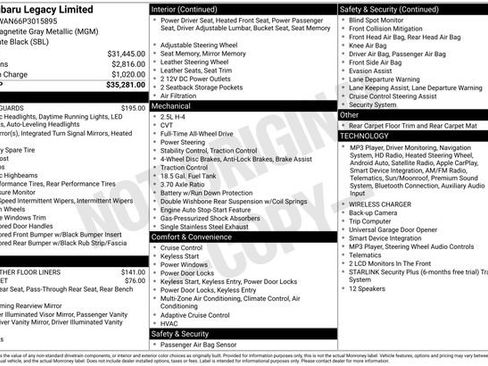 Certified 2023 Subaru Legacy Limited AWD/4WD image 37