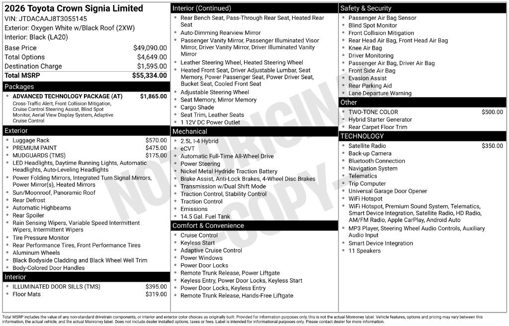 New 2026 Toyota Crown Signia w/ Advanced Technology Package AWD/4WD image 41