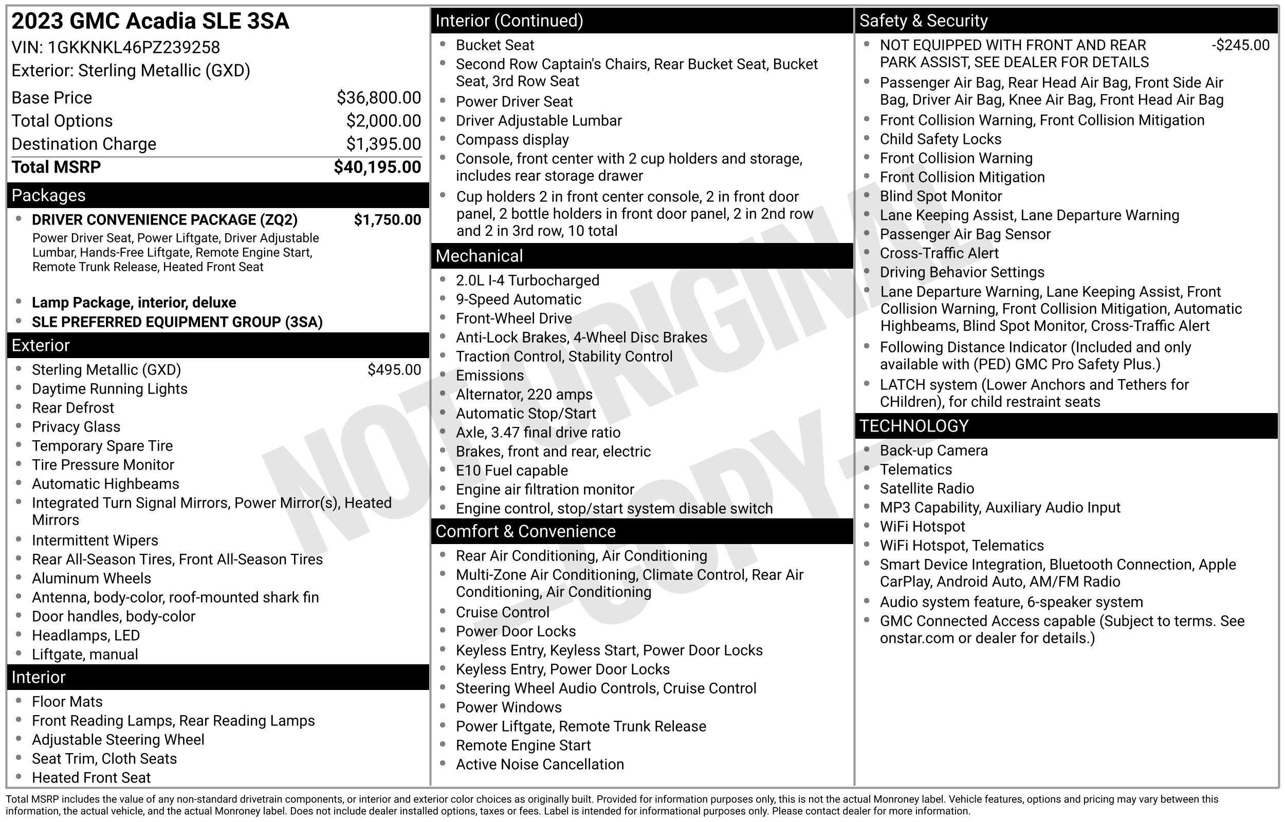 Used 2023 GMC Acadia SLE w/ Driver Convenience Package FWD image 3