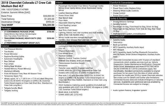 Used 2018 Chevrolet Colorado LT w/ LT Convenience Package AWD/4WD image 7